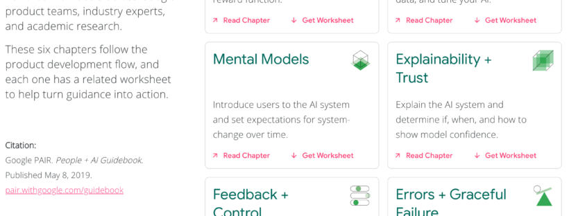 Screenshot of the landing page of People & AI Guidebook from Google